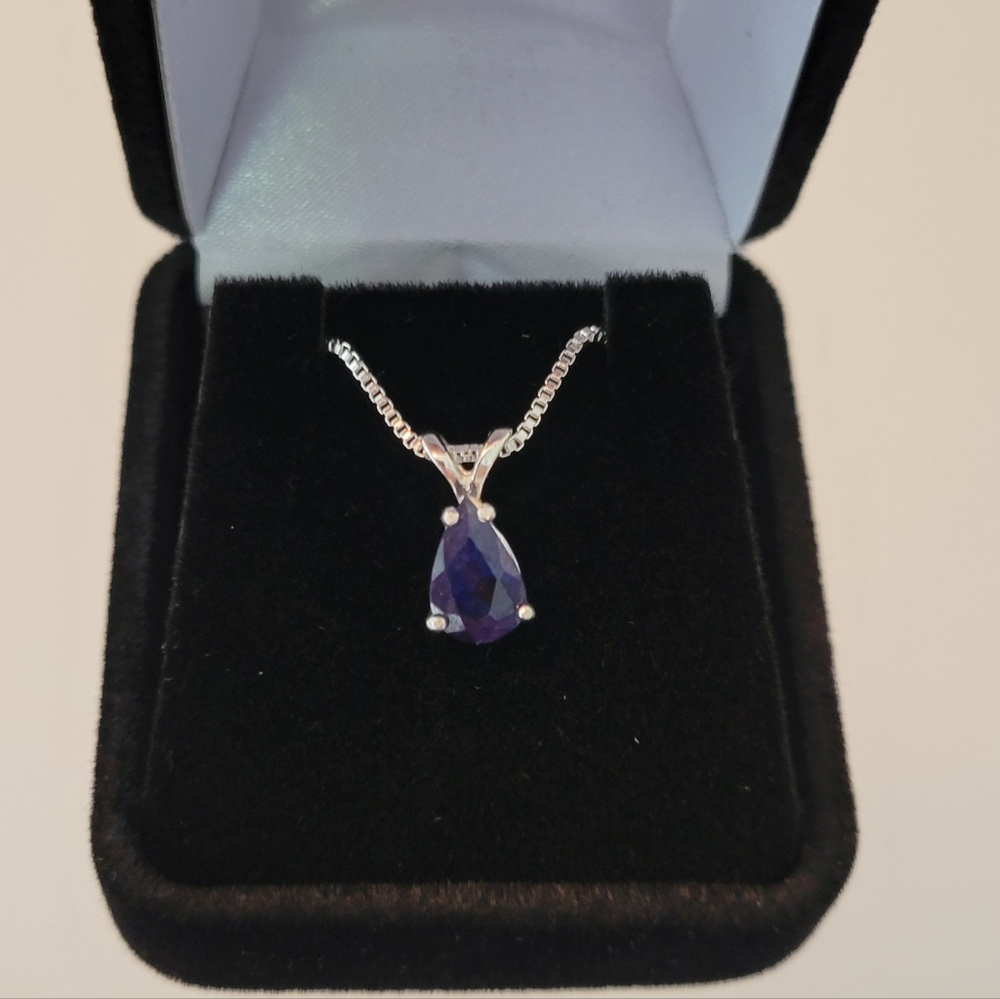 New 2ct Natural Blue Sapphire Pendant With A Chain - Picture 8 of 10